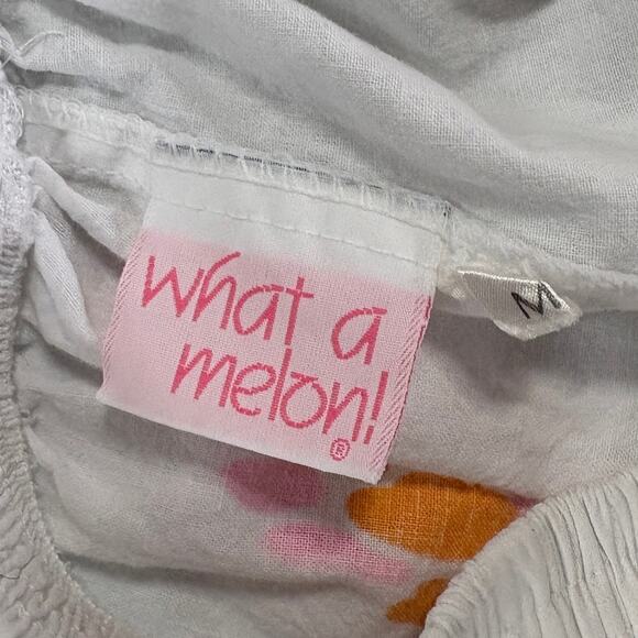 Vintage What a Melon! Shorts Womens M White Hawaiian Hibiskiss Stretch Waist 3" - Picture 5 of 9